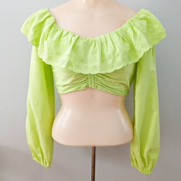 Forever 21 Off the Shoulder Eyelet Ruffle Top NWOT - Picture 5 of 7